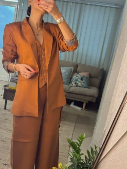 3 - Piece Power Set – Blazer, Vest & Wide - Leg Pants - afroda