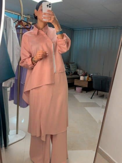 3 - Piece Textured Set – Layered Tunic, Wide Pants & Cropped Jacket - afroda