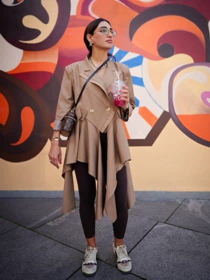 Camel Flow Trench Jacket - afroda