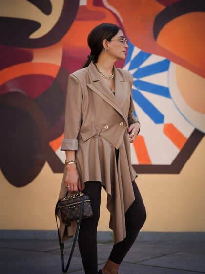 Camel Flow Trench Jacket - afroda