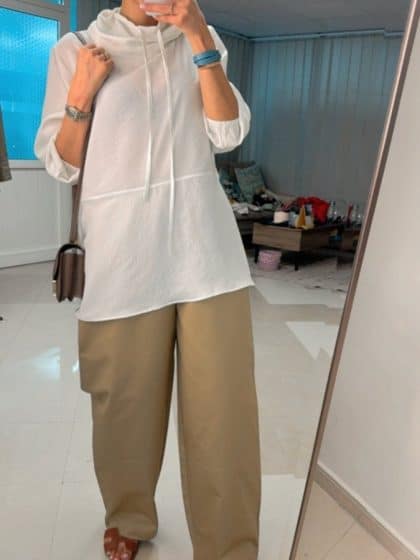 Casual Hooded Blouse & Wide - Leg Pants Set - afroda