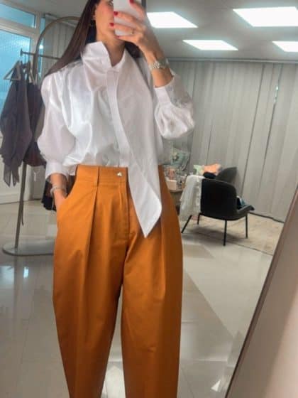 Oversized Pleated Pants & Asymmetrical Collar Shirt - afroda