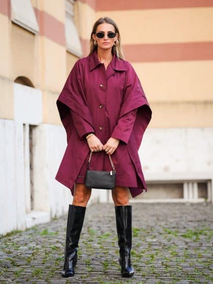 Plum Elegance Cape Coat - afroda