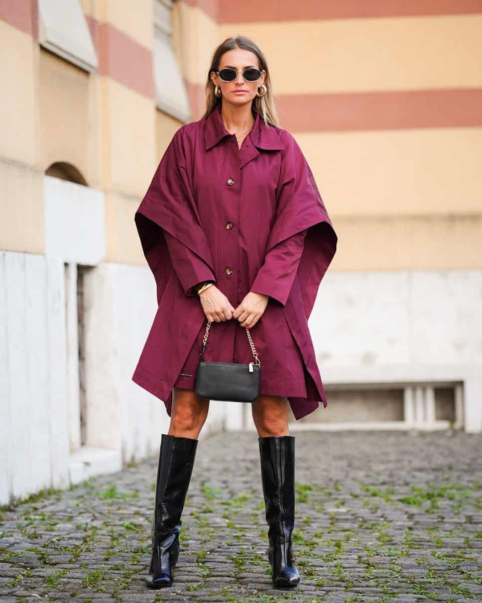 Plum Elegance Cape Coat - afroda