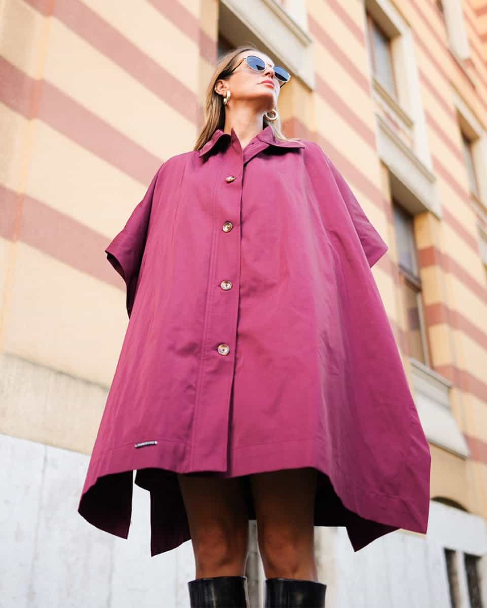 Plum Elegance Cape Coat - afroda