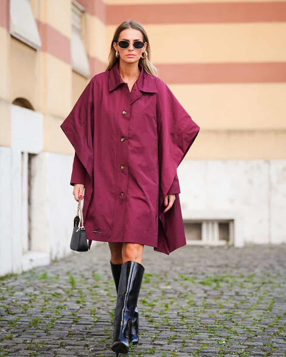 Plum Elegance Cape Coat - afroda