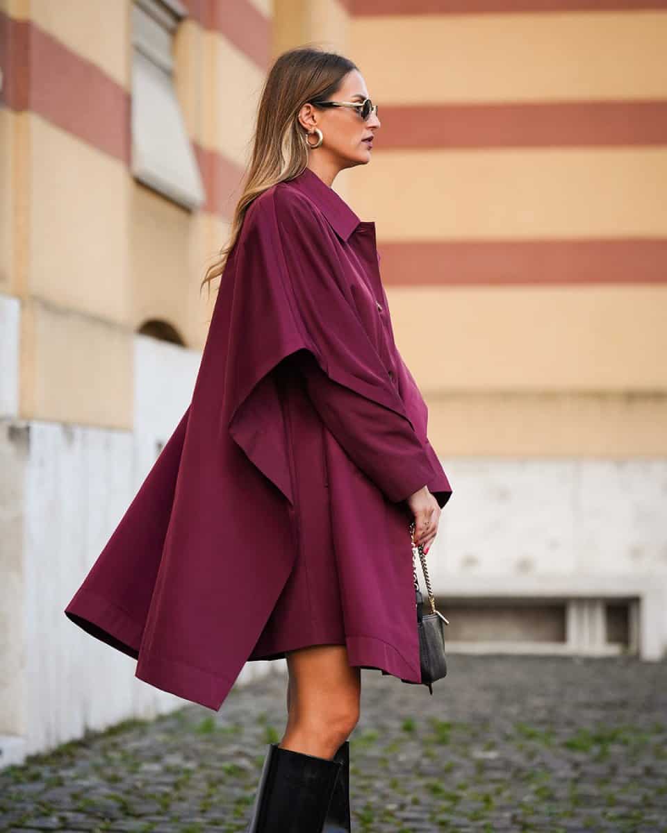 Plum Elegance Cape Coat - afroda