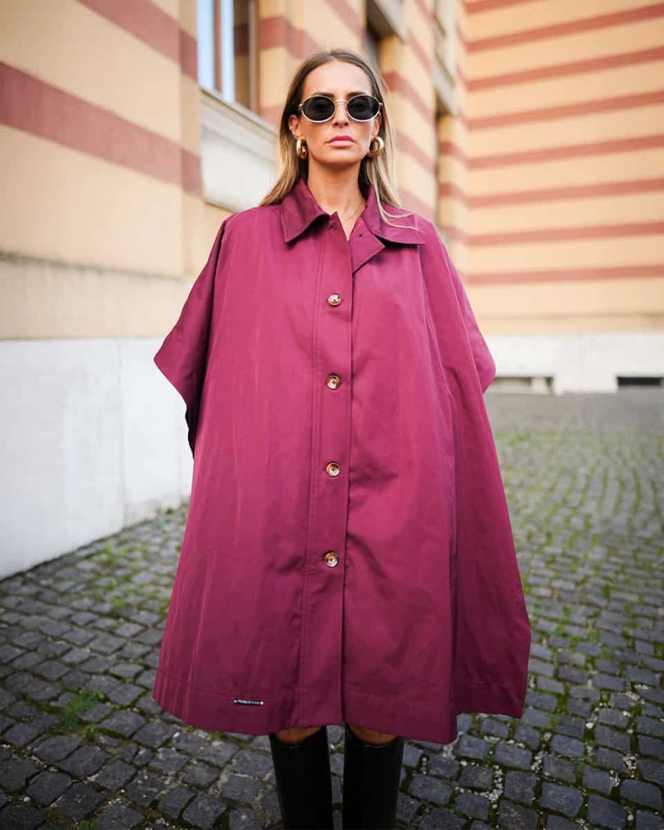Plum Elegance Cape Coat - afroda