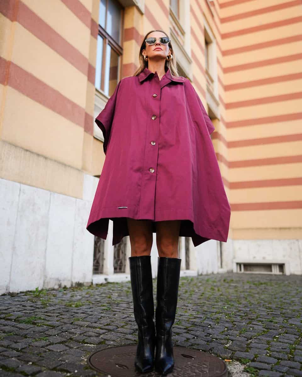 Plum Elegance Cape Coat - afroda