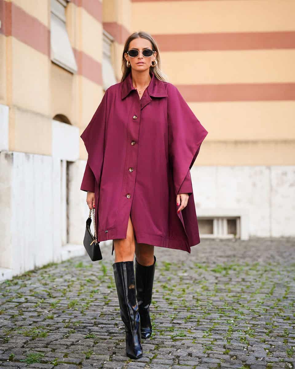 Plum Elegance Cape Coat - afroda
