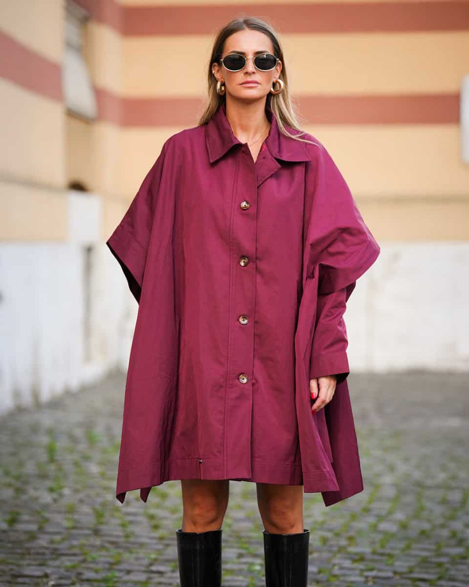 Plum Elegance Cape Coat - afroda