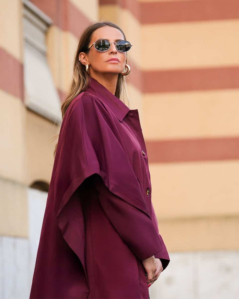 Plum Elegance Cape Coat - afroda
