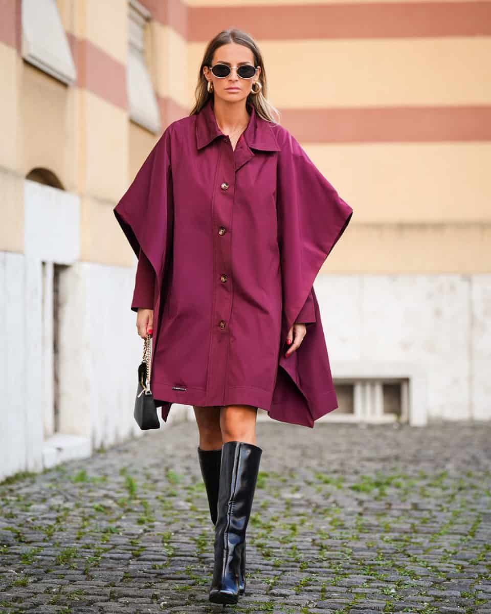 Plum Elegance Cape Coat - afroda